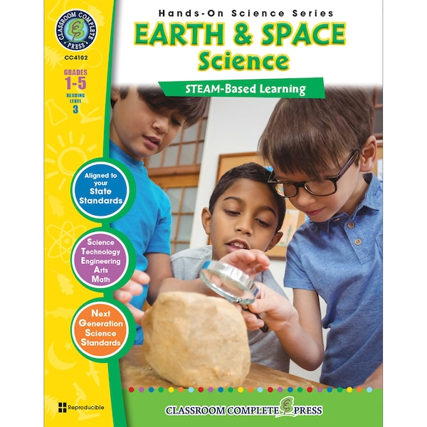 Classroom Complete Press Hands-On STEAM - Earth + Space Science Resource Book, Grade 1-5 4102 - main